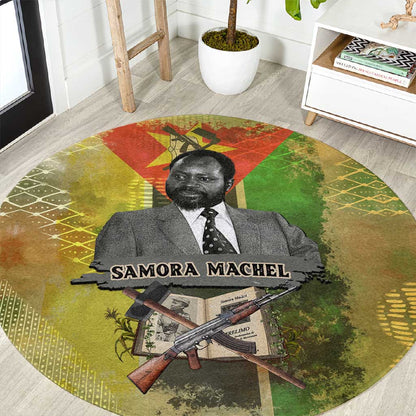 Samora Machel Round Carpet Mozambique Flag Unity and Victory Quote Liberation Struggle - African Freedom Tribute - African Pride