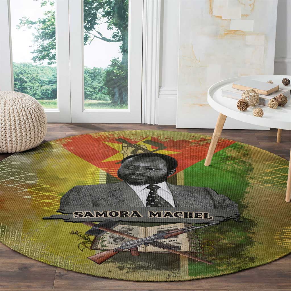 Samora Machel Round Carpet Mozambique Flag Unity and Victory Quote Liberation Struggle - African Freedom Tribute - African Pride