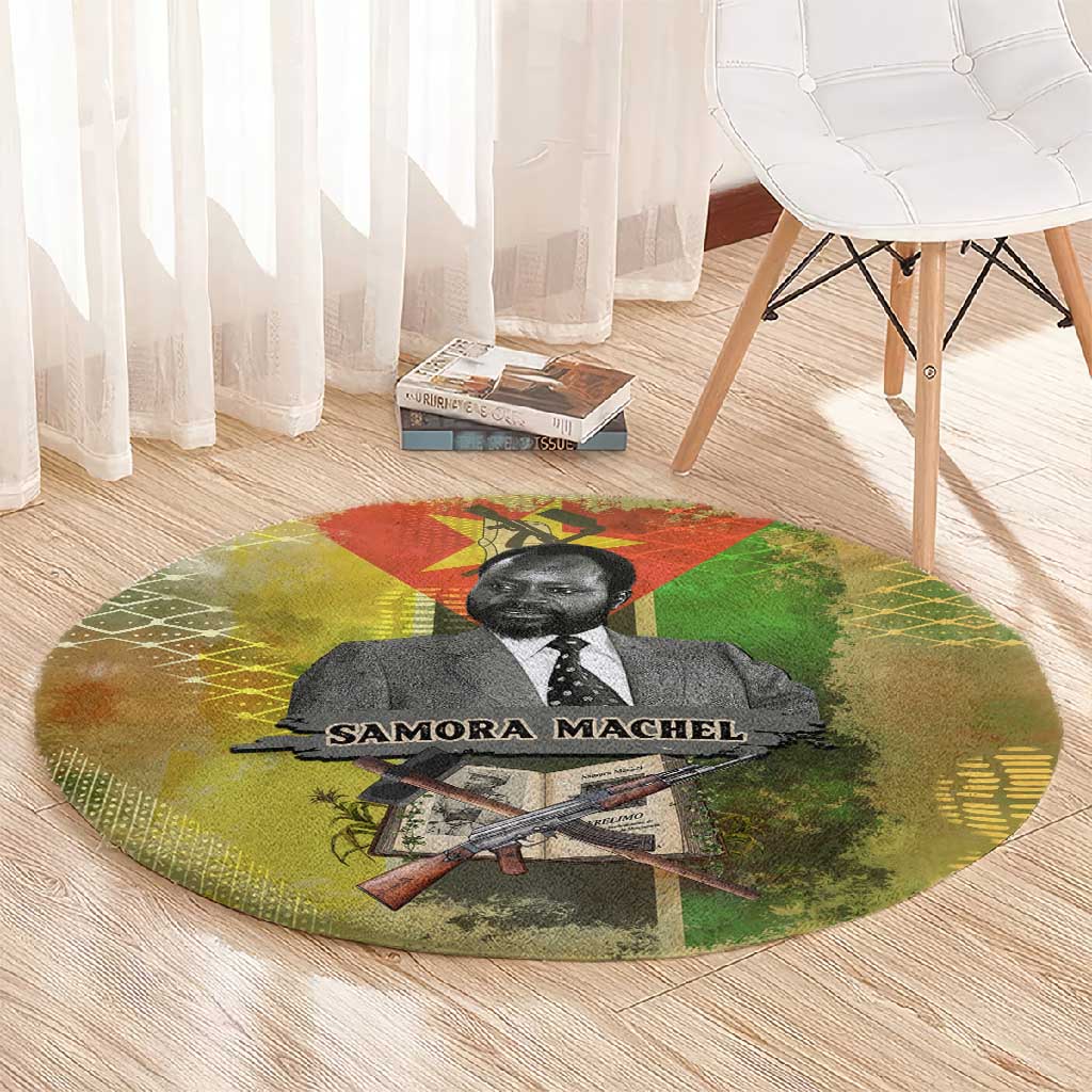 Samora Machel Round Carpet Mozambique Flag Unity and Victory Quote Liberation Struggle - African Freedom Tribute - African Pride
