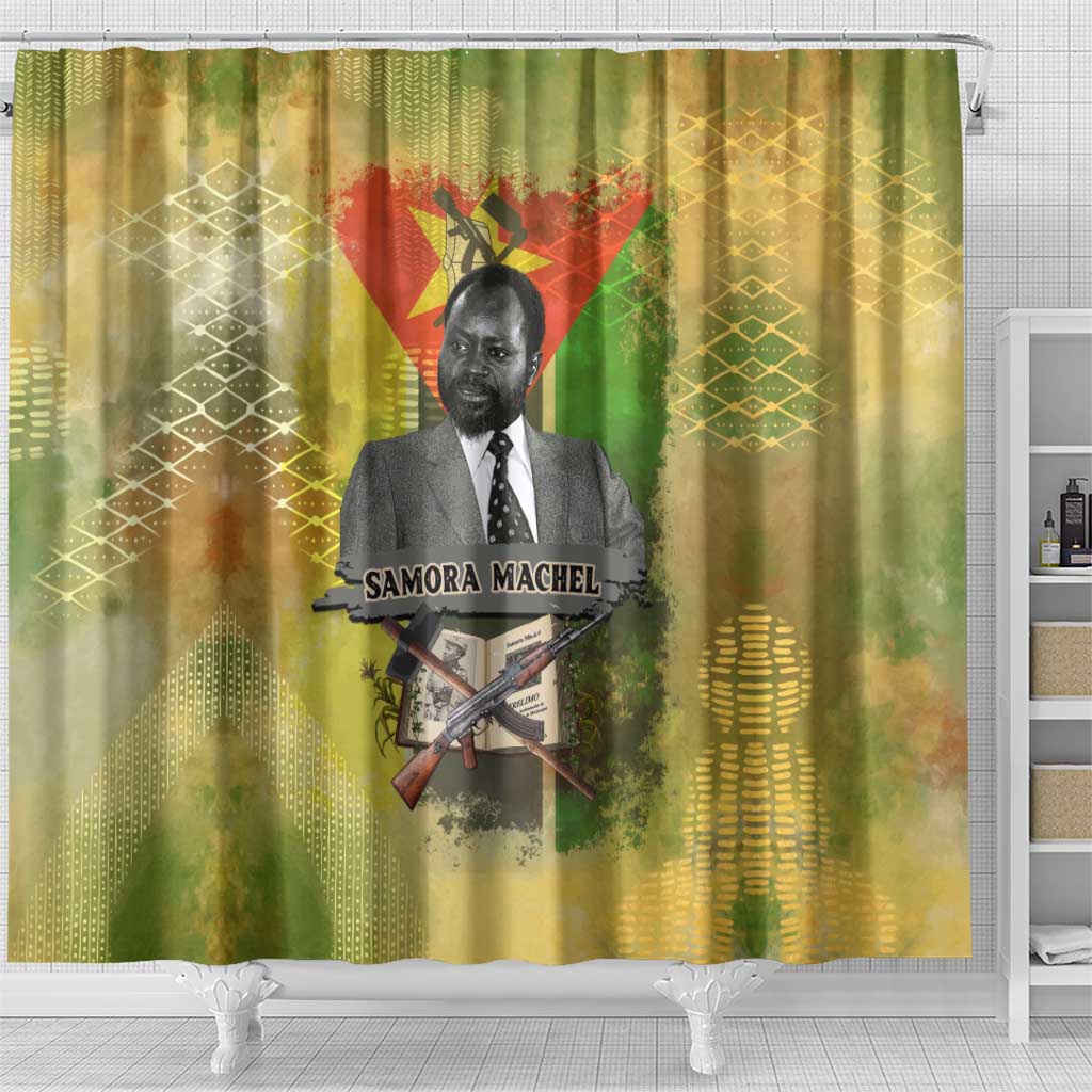 Samora Machel Shower Curtain Mozambique Flag Unity and Victory Quote Liberation Struggle - African Freedom Tribute - African Pride
