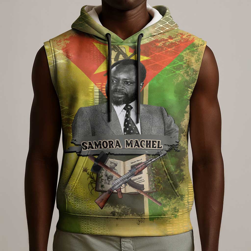 Samora Machel Sleeveless Hoodie Mozambique Flag Unity and Victory Quote Liberation Struggle - African Freedom Tribute - African Pride