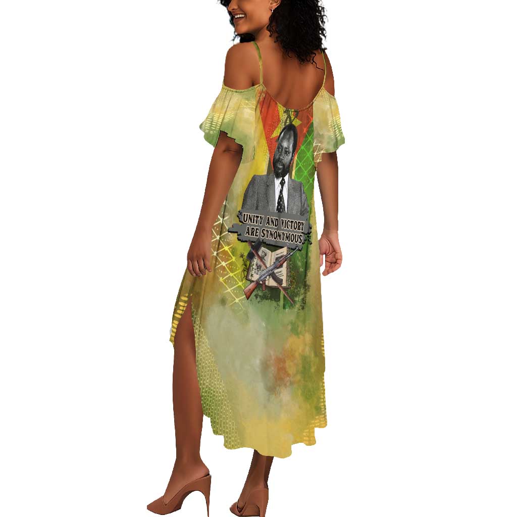 Samora Machel Summer Maxi Dress Mozambique Flag Unity and Victory Quote Liberation Struggle - African Freedom Tribute - African Pride