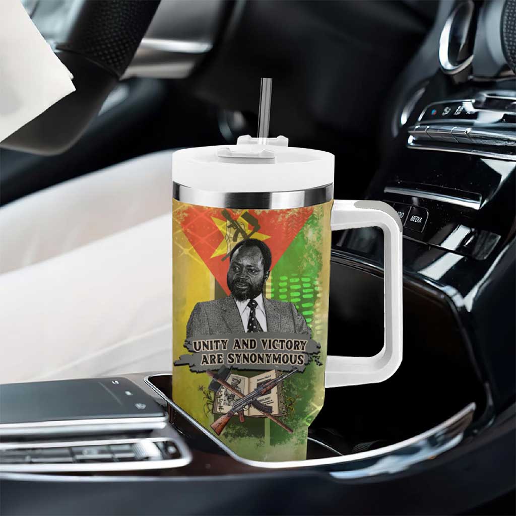 Samora Machel Tumbler With Handle Mozambique Flag Unity and Victory Quote Liberation Struggle - African Freedom Tribute - African Pride