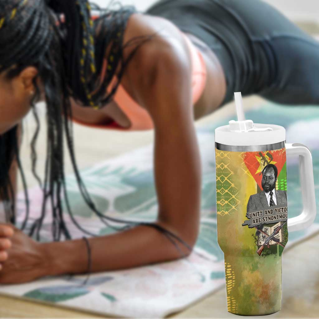 Samora Machel Tumbler With Handle Mozambique Flag Unity and Victory Quote Liberation Struggle - African Freedom Tribute - African Pride