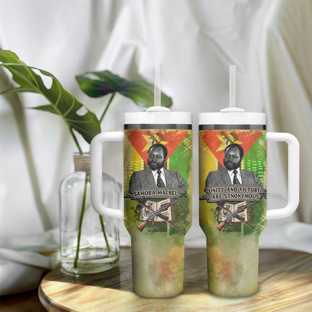 Samora Machel Tumbler With Handle Mozambique Flag Unity and Victory Quote Liberation Struggle - African Freedom Tribute - African Pride