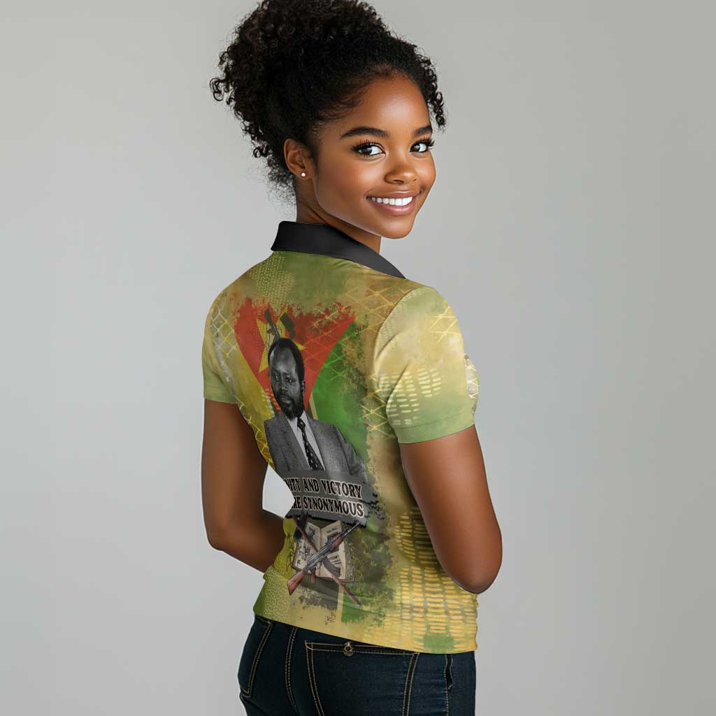 Samora Machel Women Polo Shirt Mozambique Flag Unity and Victory Quote Liberation Struggle - African Freedom Tribute - African Pride