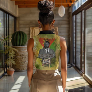 Samora Machel Women Sleeveless Polo Shirt Mozambique Flag Unity and Victory Quote Liberation Struggle - African Freedom Tribute - African Pride
