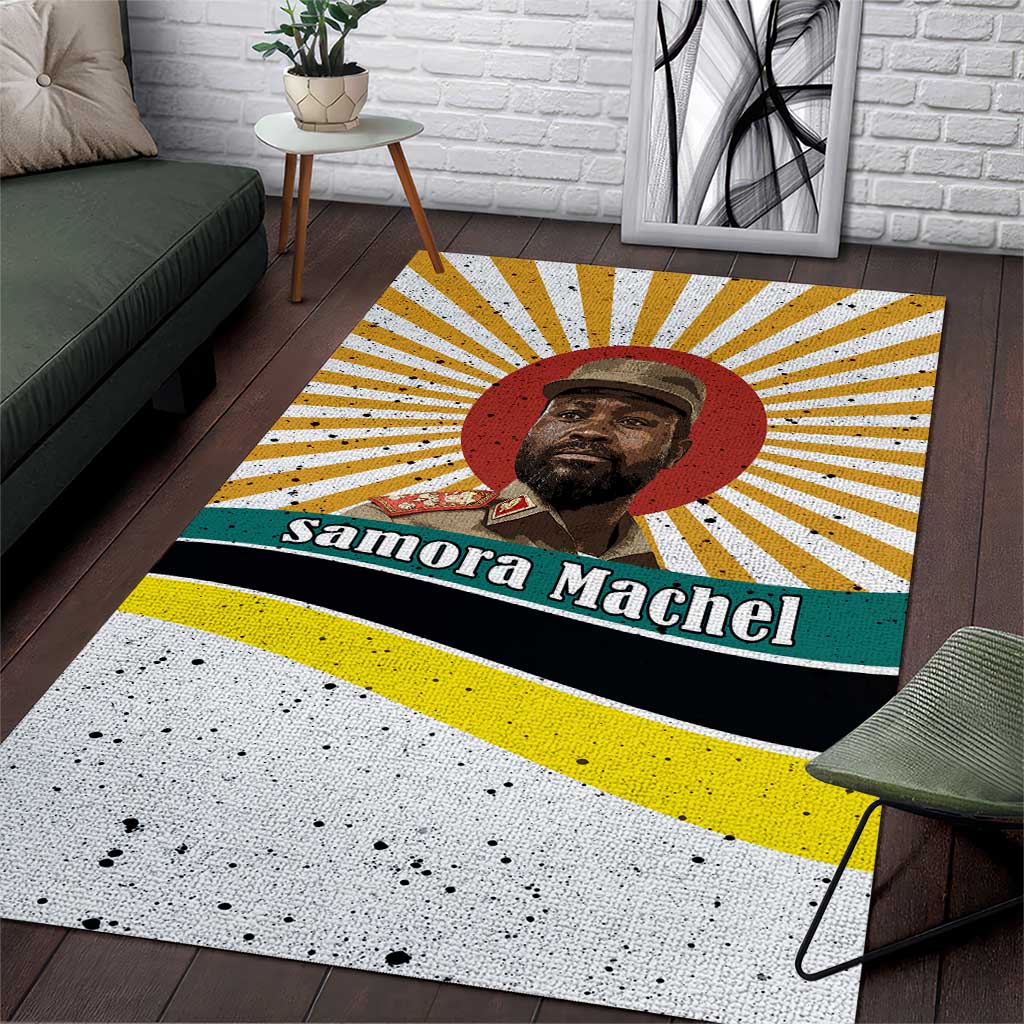 Samora Machel Area Rug Radiant Sunburst Bold Anti-Colonial Quote Mozambique Liberation - African Revolutionary Art - African Pride