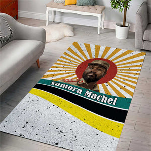 Samora Machel Area Rug Radiant Sunburst Bold Anti-Colonial Quote Mozambique Liberation - African Revolutionary Art - African Pride