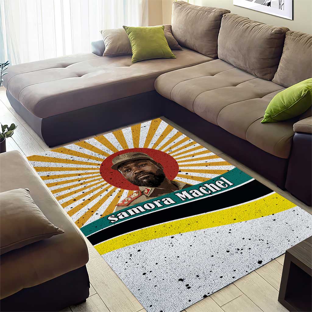 Samora Machel Area Rug Radiant Sunburst Bold Anti-Colonial Quote Mozambique Liberation - African Revolutionary Art - African Pride