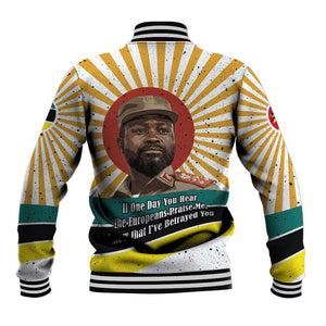 Samora Machel Baseball Jacket Radiant Sunburst Bold Anti-Colonial Quote Mozambique Liberation - African Revolutionary Art - African Pride