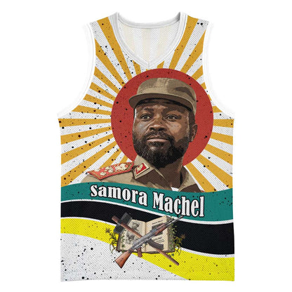 Samora Machel Basketball Jersey Radiant Sunburst Bold Anti-Colonial Quote Mozambique Liberation - African Revolutionary Art - African Pride