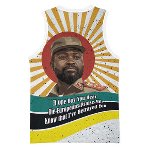 Samora Machel Basketball Jersey Radiant Sunburst Bold Anti-Colonial Quote Mozambique Liberation - African Revolutionary Art - African Pride
