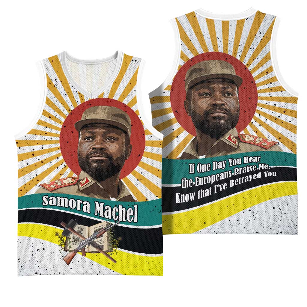 Samora Machel Basketball Jersey Radiant Sunburst Bold Anti-Colonial Quote Mozambique Liberation - African Revolutionary Art - African Pride