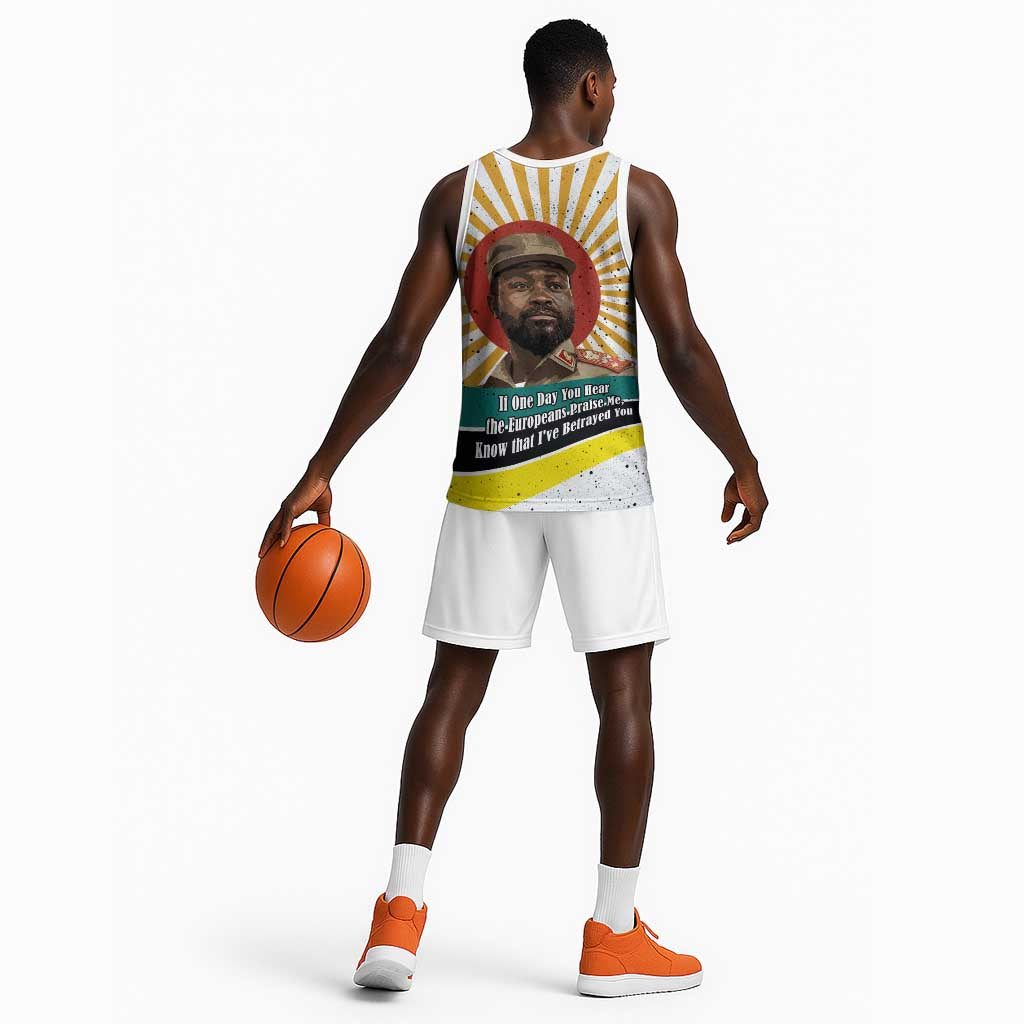 Samora Machel Basketball Jersey Radiant Sunburst Bold Anti-Colonial Quote Mozambique Liberation - African Revolutionary Art - African Pride