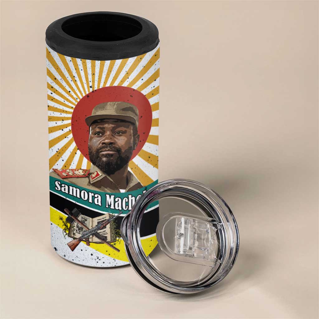 Samora Machel 4 in 1 Can Cooler Tumbler Radiant Sunburst Bold Anti-Colonial Quote Mozambique Liberation - African Revolutionary Art - African Pride