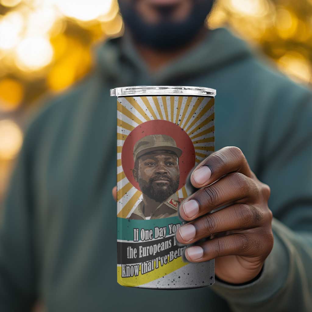 Samora Machel 4 in 1 Can Cooler Tumbler Radiant Sunburst Bold Anti-Colonial Quote Mozambique Liberation - African Revolutionary Art - African Pride
