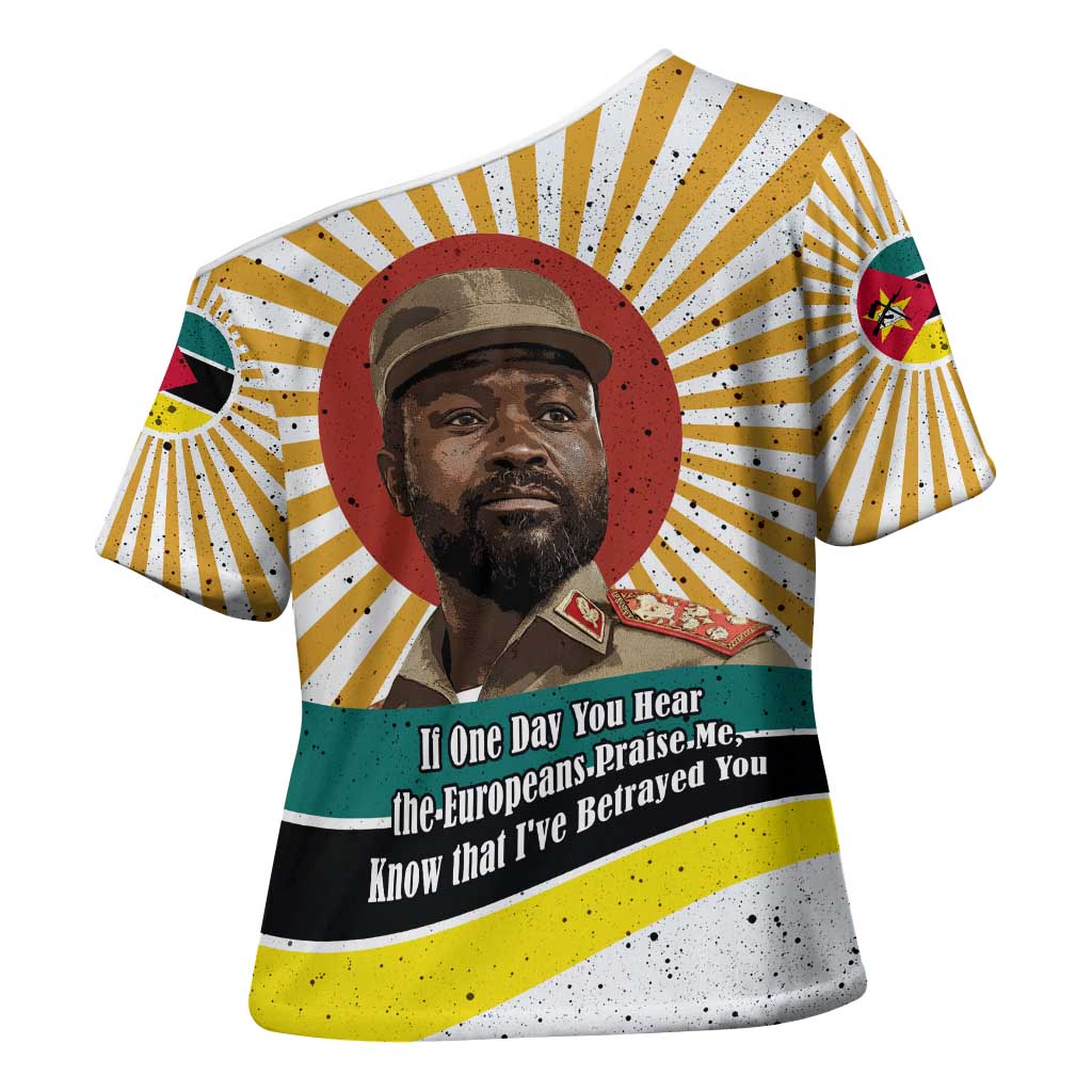 Samora Machel Cross Shoulder Shirt Radiant Sunburst Bold Anti-Colonial Quote Mozambique Liberation - African Revolutionary Art - African Pride