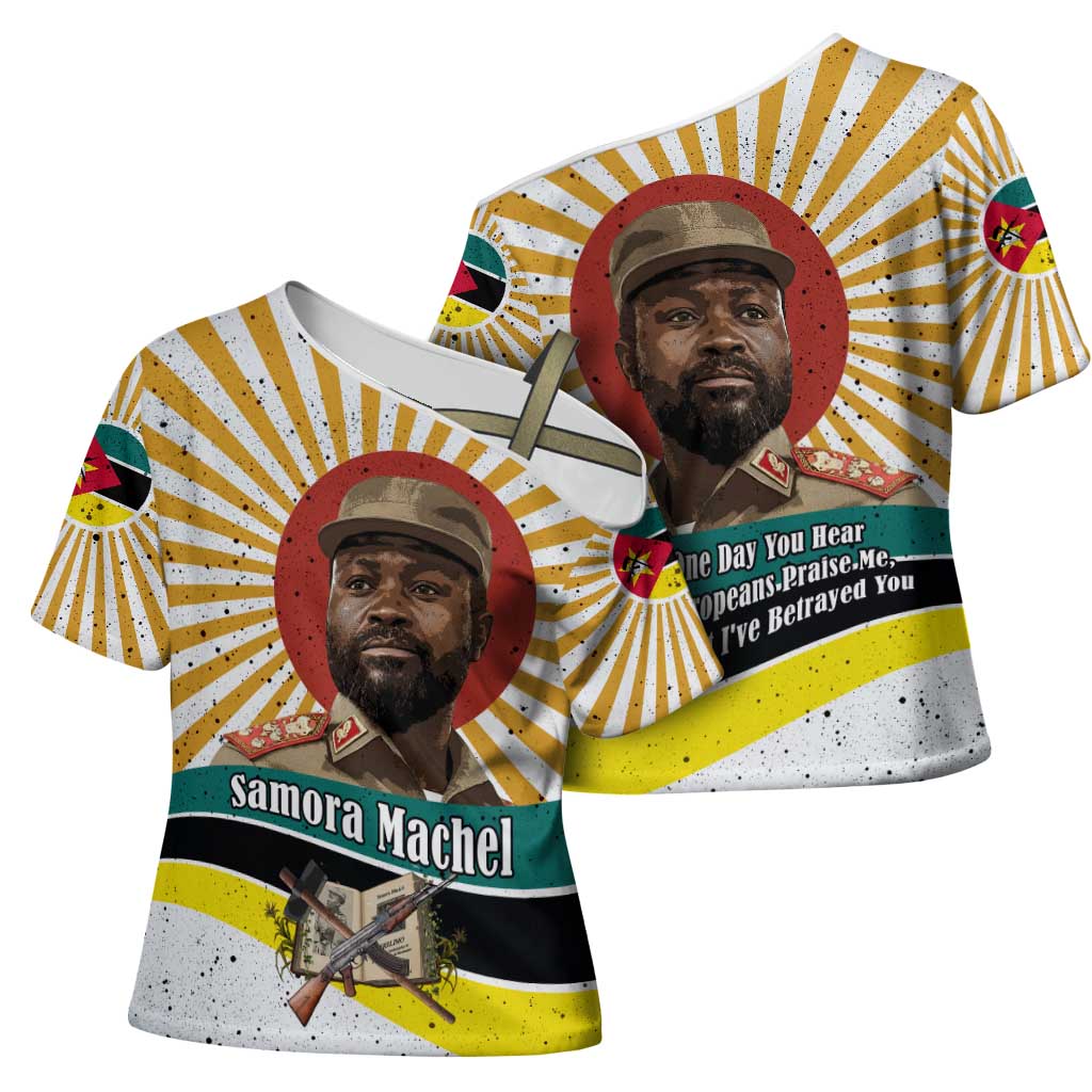 Samora Machel Cross Shoulder Shirt Radiant Sunburst Bold Anti-Colonial Quote Mozambique Liberation - African Revolutionary Art - African Pride
