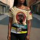 Samora Machel Cross Shoulder Shirt Radiant Sunburst Bold Anti-Colonial Quote Mozambique Liberation - African Revolutionary Art - African Pride