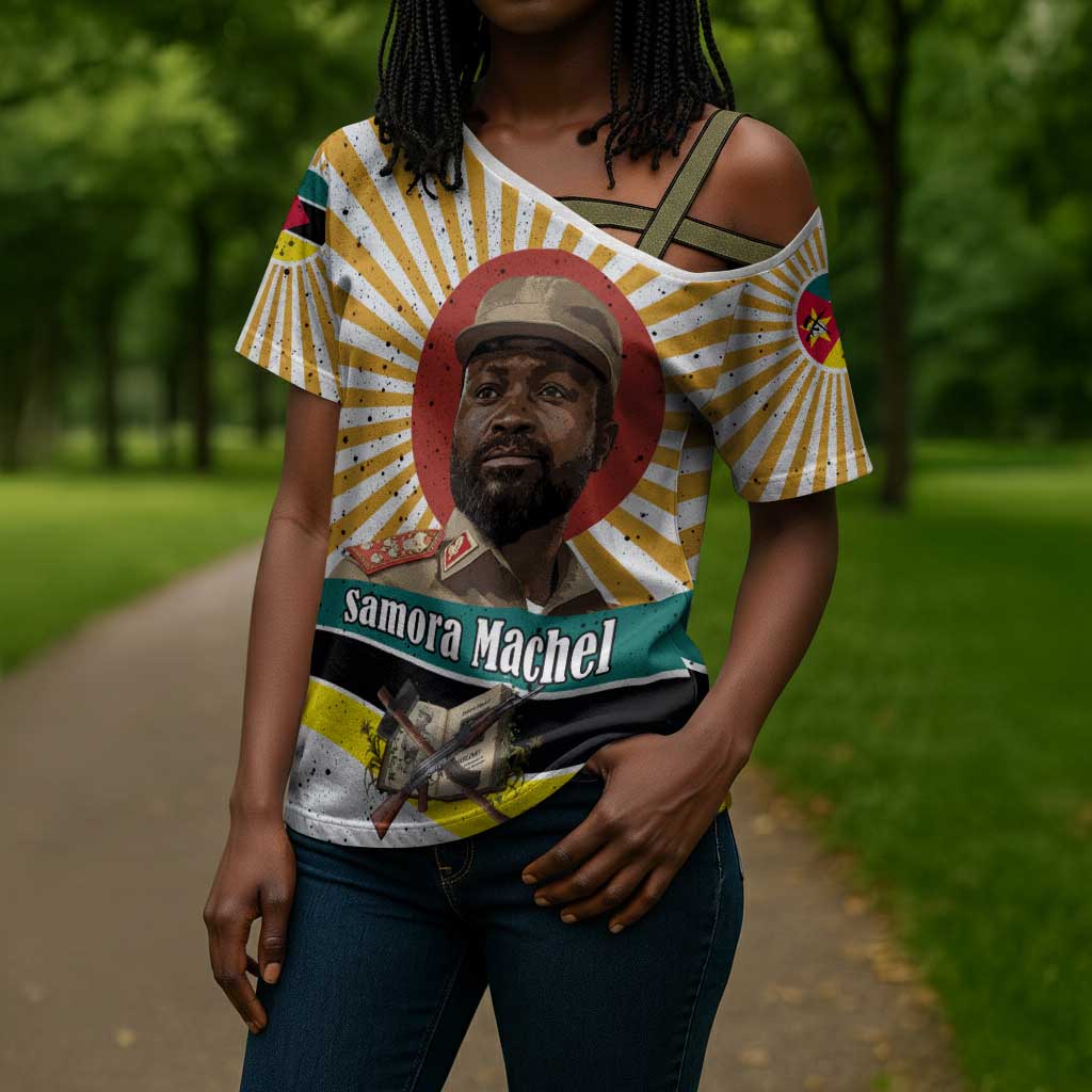 Samora Machel Cross Shoulder Shirt Radiant Sunburst Bold Anti-Colonial Quote Mozambique Liberation - African Revolutionary Art - African Pride