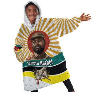 Samora Machel Kid Wearable Blanket Hoodie Radiant Sunburst Bold Anti-Colonial Quote Mozambique Liberation - African Revolutionary Art - African Pride