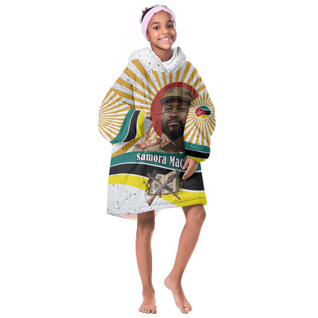 Samora Machel Kid Wearable Blanket Hoodie Radiant Sunburst Bold Anti-Colonial Quote Mozambique Liberation - African Revolutionary Art - African Pride