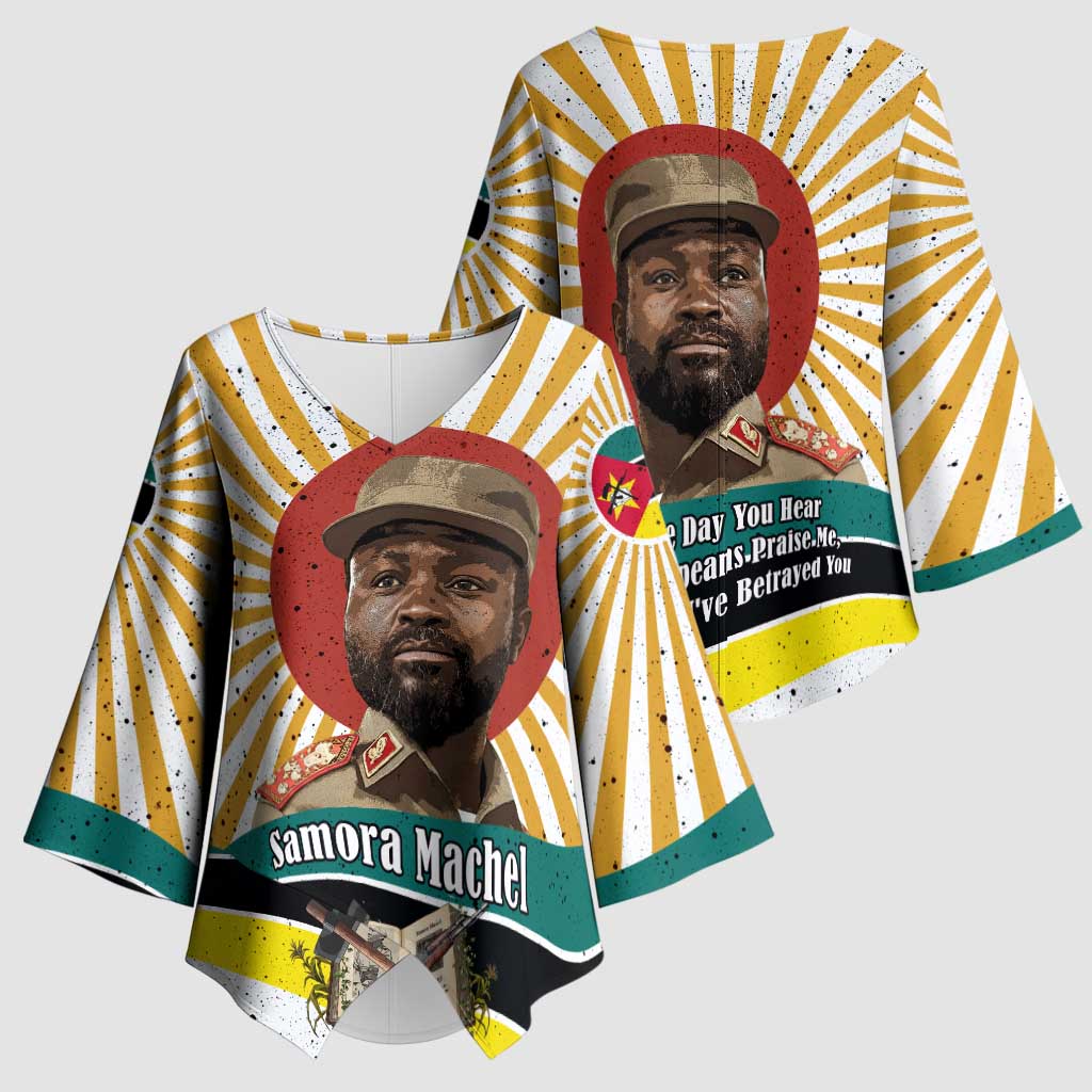 Samora Machel Kimono Sleeve Blouse Radiant Sunburst Bold Anti-Colonial Quote Mozambique Liberation - African Revolutionary Art - African Pride