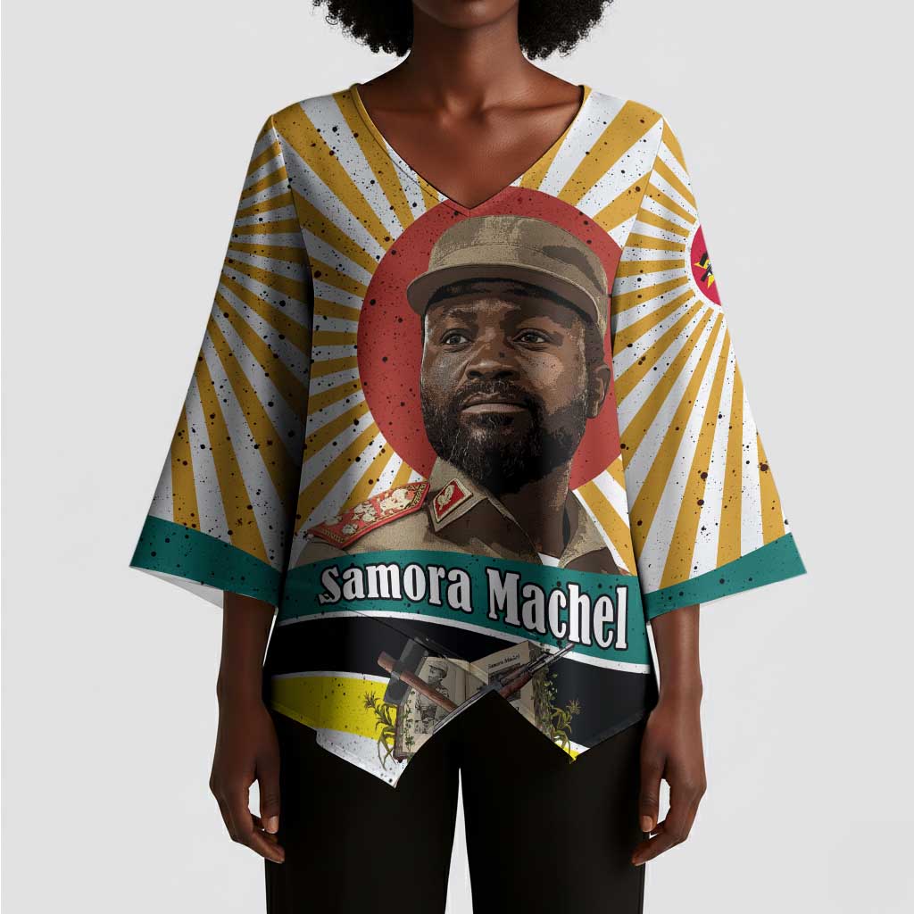Samora Machel Kimono Sleeve Blouse Radiant Sunburst Bold Anti-Colonial Quote Mozambique Liberation - African Revolutionary Art - African Pride