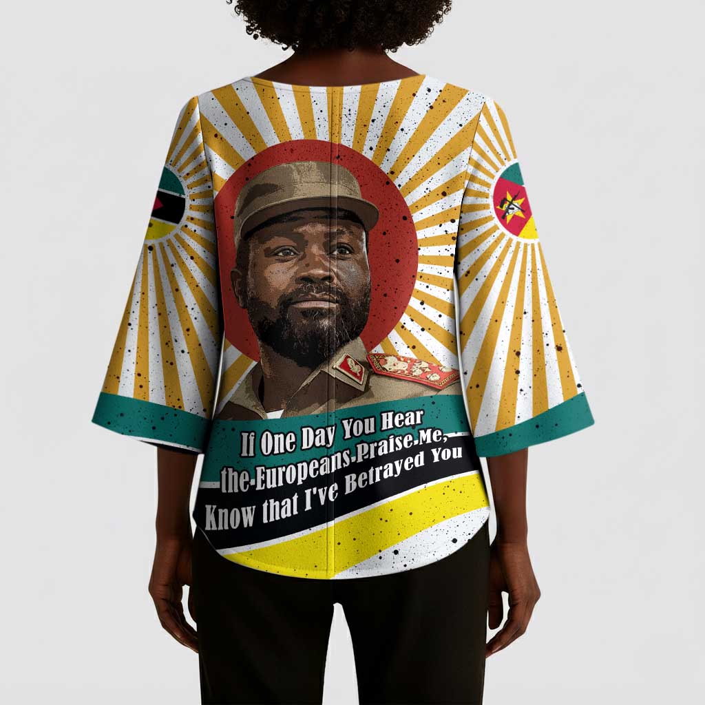 Samora Machel Kimono Sleeve Blouse Radiant Sunburst Bold Anti-Colonial Quote Mozambique Liberation - African Revolutionary Art - African Pride