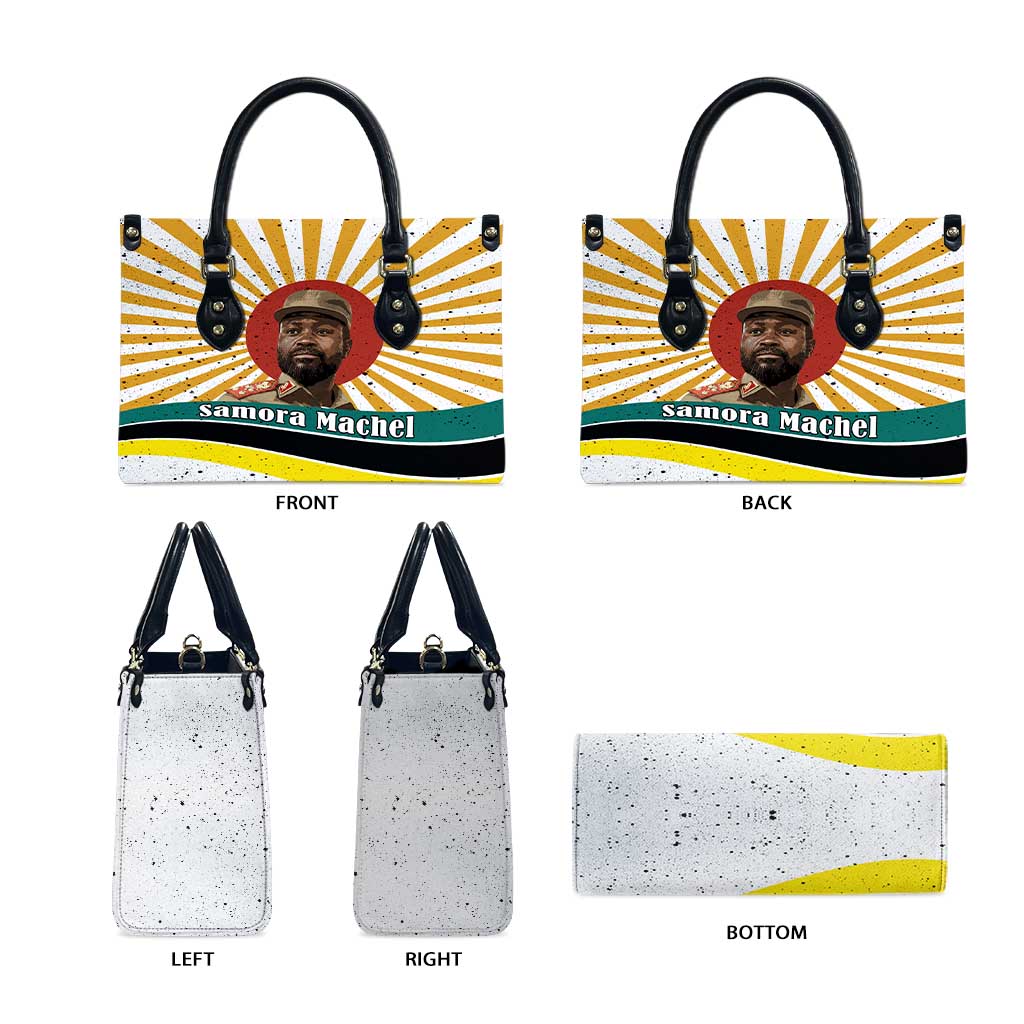 Samora Machel Leather Bag Radiant Sunburst Bold Anti-Colonial Quote Mozambique Liberation - African Revolutionary Art - African Pride