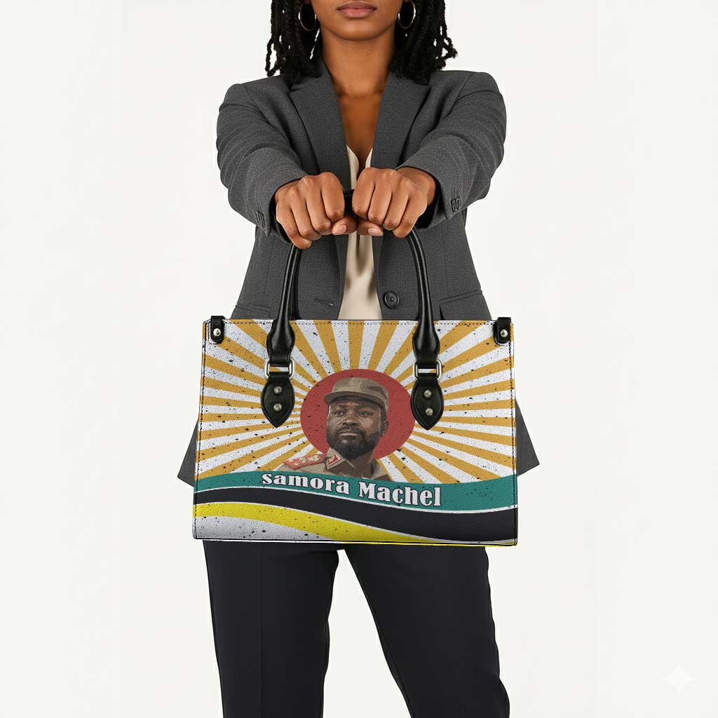 Samora Machel Leather Bag Radiant Sunburst Bold Anti-Colonial Quote Mozambique Liberation - African Revolutionary Art - African Pride