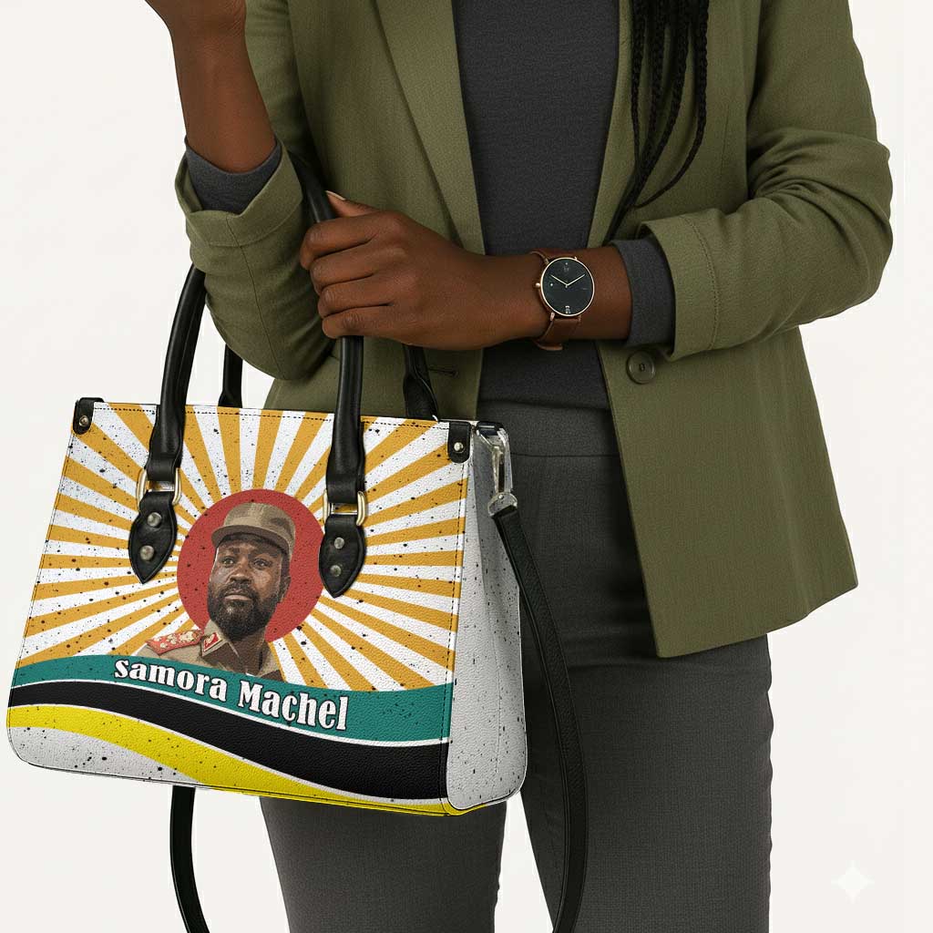 Samora Machel Leather Bag Radiant Sunburst Bold Anti-Colonial Quote Mozambique Liberation - African Revolutionary Art - African Pride