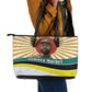 Samora Machel Leather Tote Bag Radiant Sunburst Bold Anti-Colonial Quote Mozambique Liberation - African Revolutionary Art - African Pride