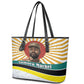 Samora Machel Leather Tote Bag Radiant Sunburst Bold Anti-Colonial Quote Mozambique Liberation - African Revolutionary Art - African Pride