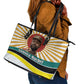Samora Machel Leather Tote Bag Radiant Sunburst Bold Anti-Colonial Quote Mozambique Liberation - African Revolutionary Art - African Pride