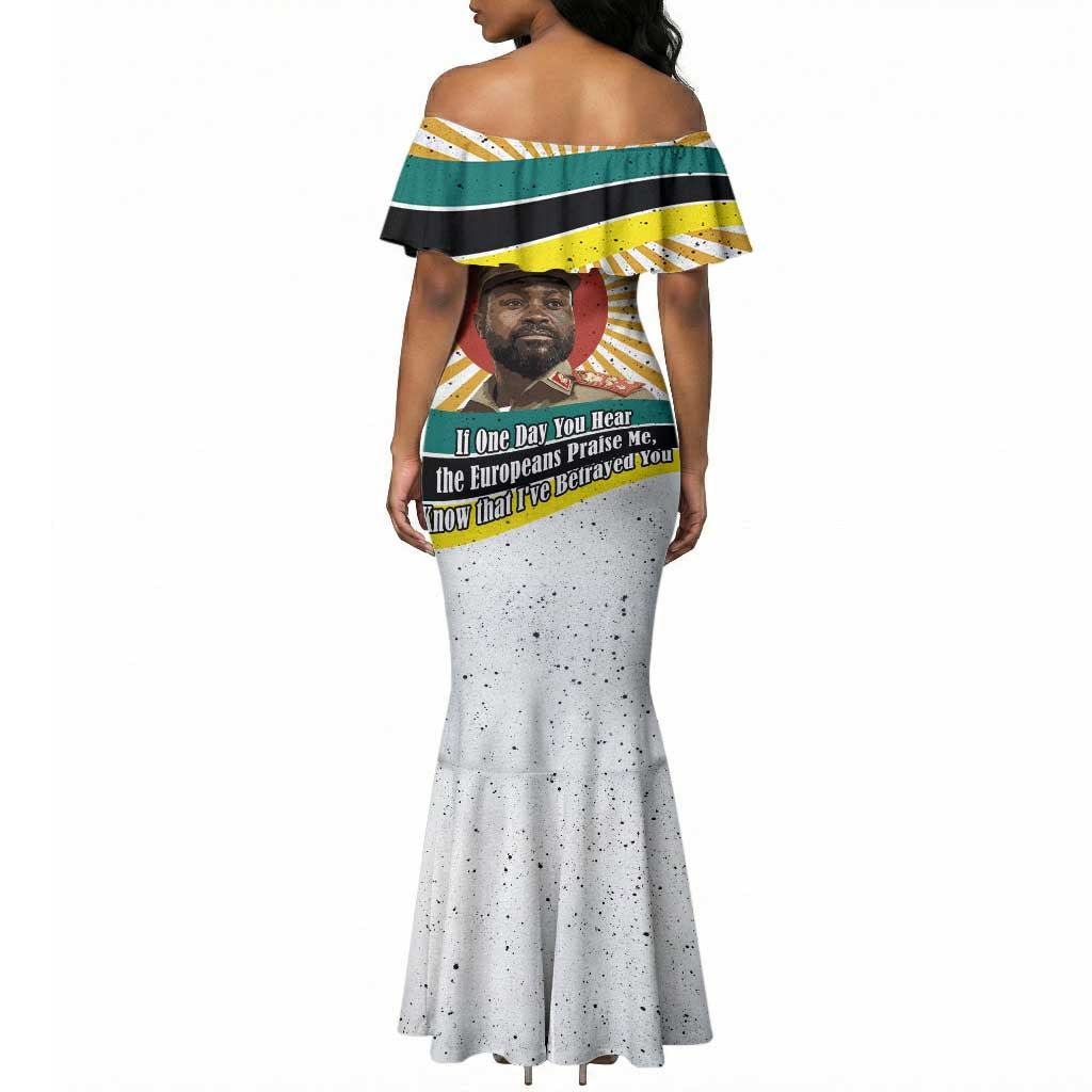 Samora Machel Mermaid Dress Radiant Sunburst Bold Anti-Colonial Quote Mozambique Liberation - African Revolutionary Art - African Pride