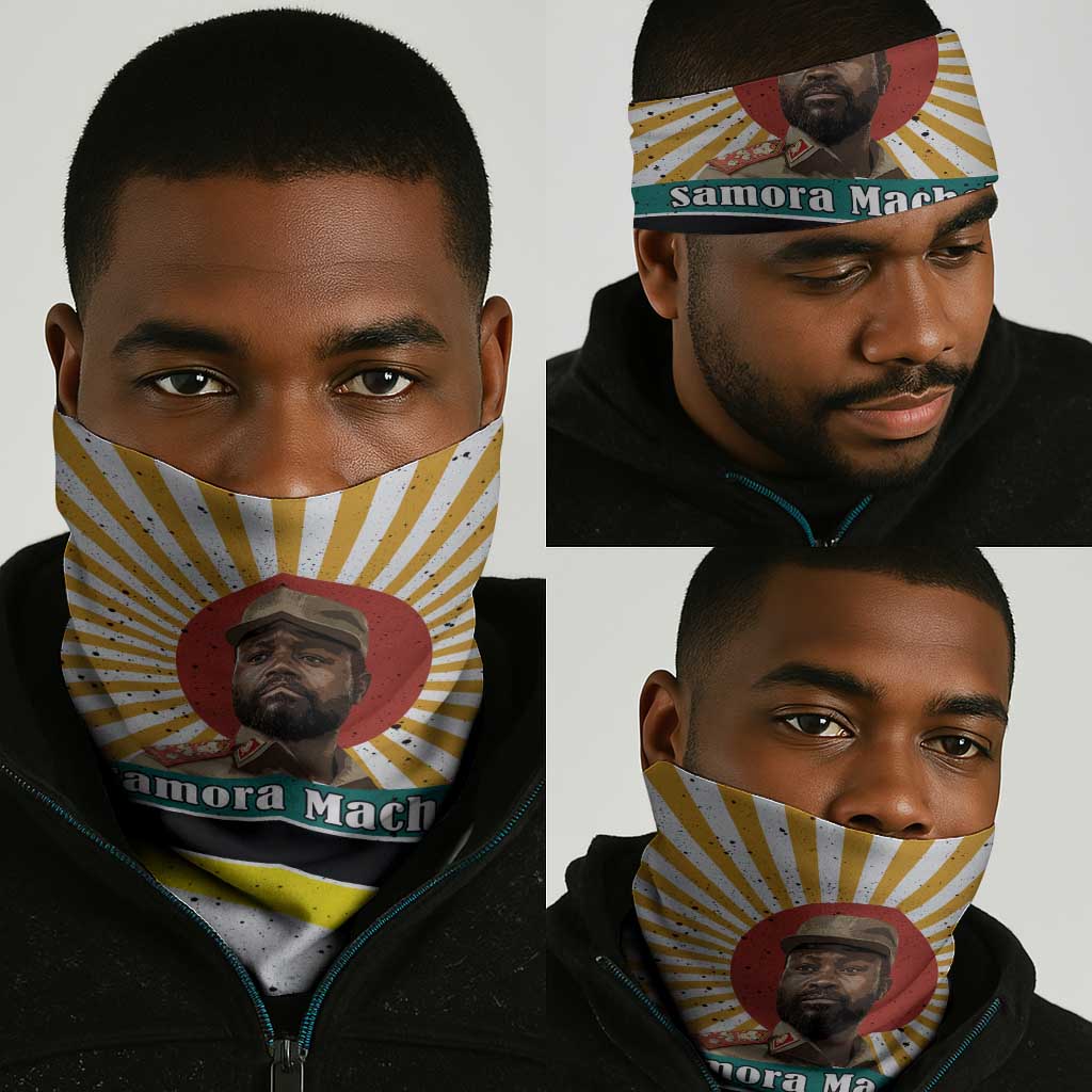 Samora Machel Neck Gaiter Radiant Sunburst Bold Anti-Colonial Quote Mozambique Liberation - African Revolutionary Art - African Pride