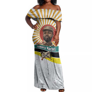 Samora Machel Off Shoulder Maxi Dress Radiant Sunburst Bold Anti-Colonial Quote Mozambique Liberation - African Revolutionary Art - African Pride