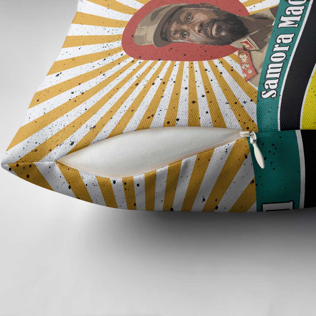 Samora Machel Pillow Cover Radiant Sunburst Bold Anti-Colonial Quote Mozambique Liberation - African Revolutionary Art - African Pride