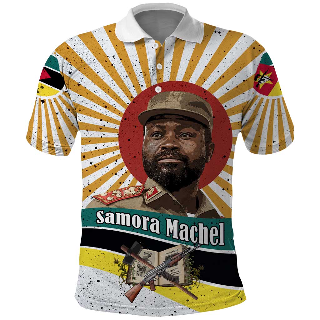 Samora Machel Polo Shirt Radiant Sunburst Bold Anti-Colonial Quote Mozambique Liberation - African Revolutionary Art - African Pride