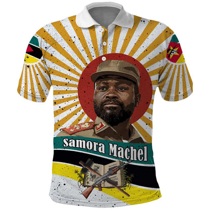 Samora Machel Polo Shirt Radiant Sunburst Bold Anti-Colonial Quote Mozambique Liberation - African Revolutionary Art - African Pride