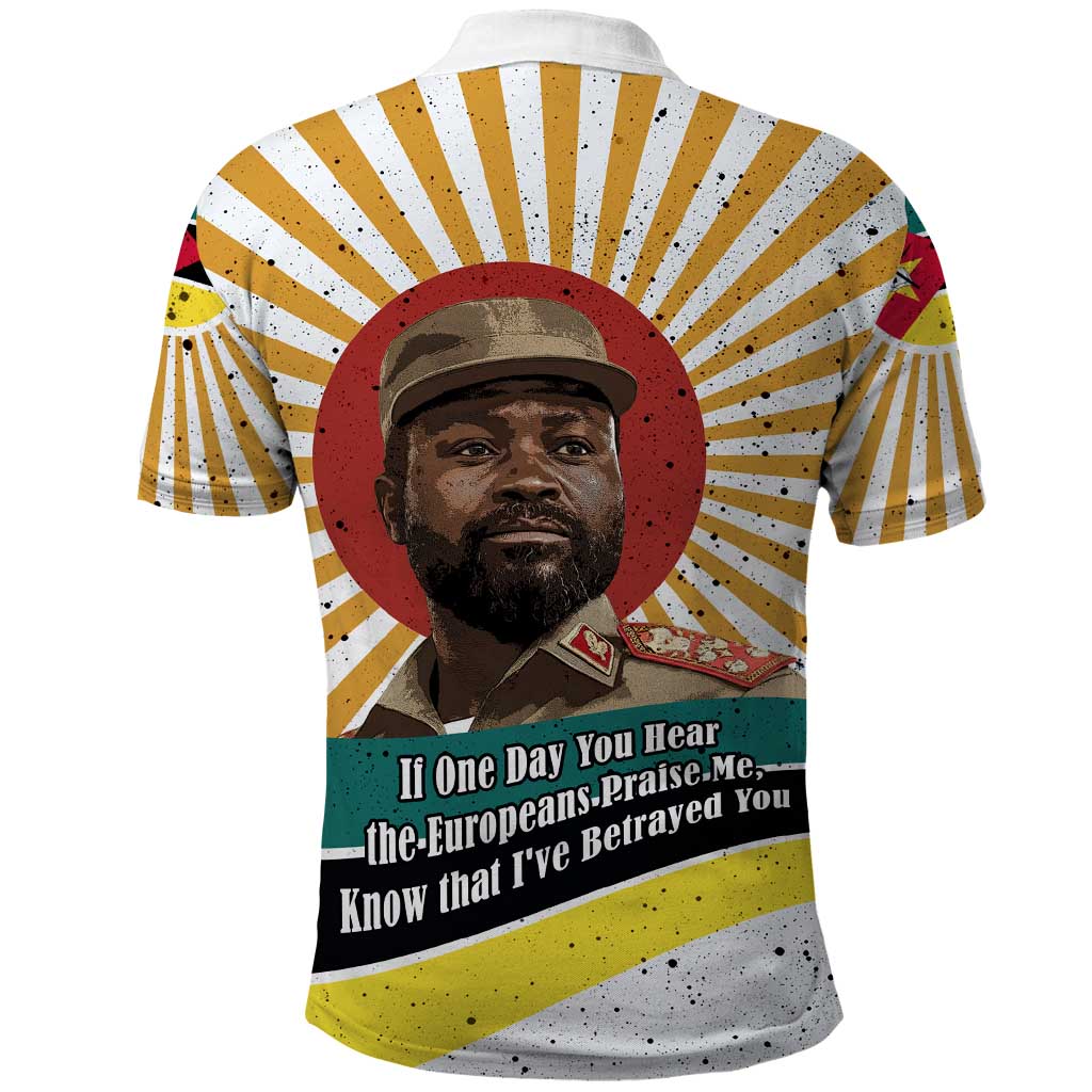 Samora Machel Polo Shirt Radiant Sunburst Bold Anti-Colonial Quote Mozambique Liberation - African Revolutionary Art - African Pride