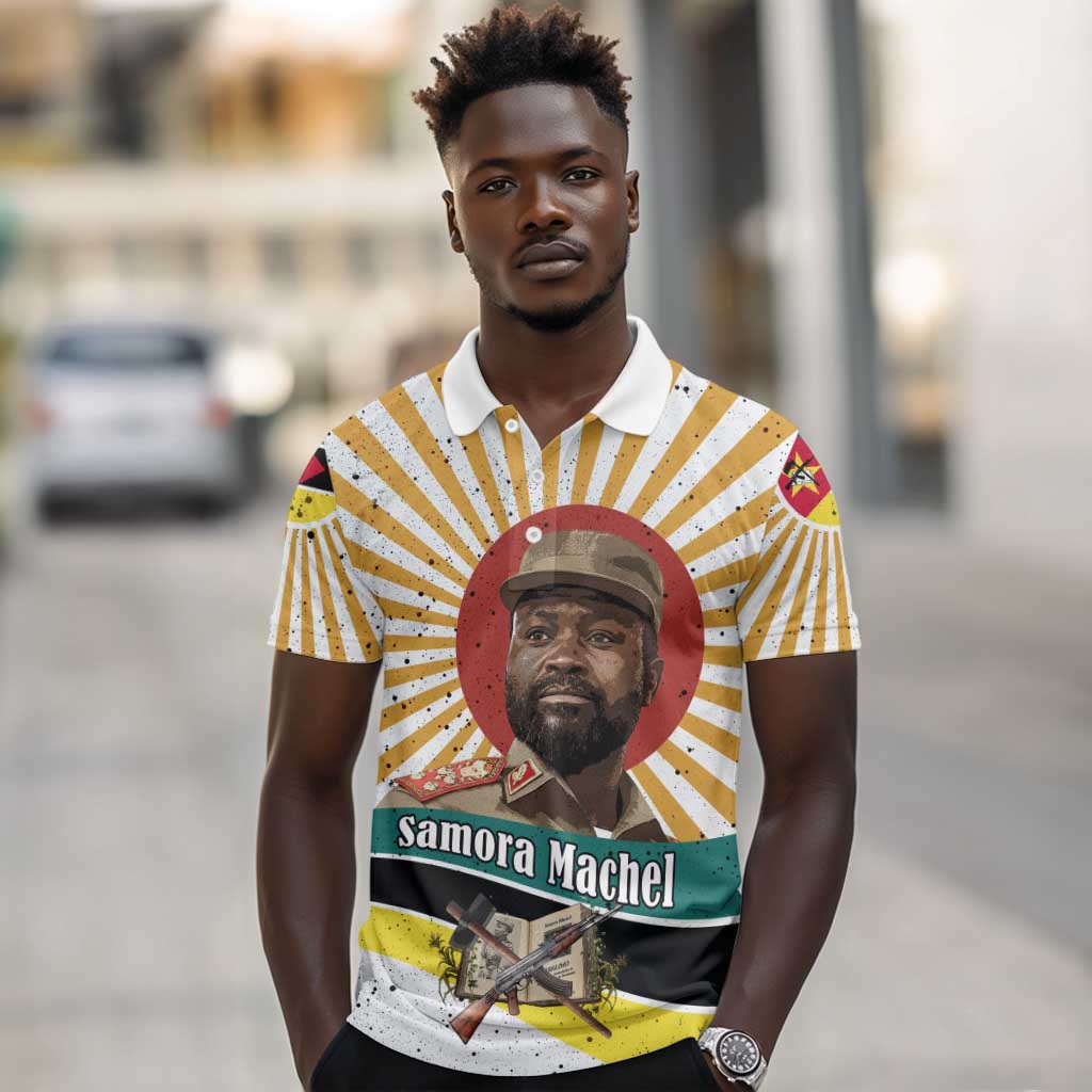 Samora Machel Polo Shirt Radiant Sunburst Bold Anti-Colonial Quote Mozambique Liberation - African Revolutionary Art - African Pride