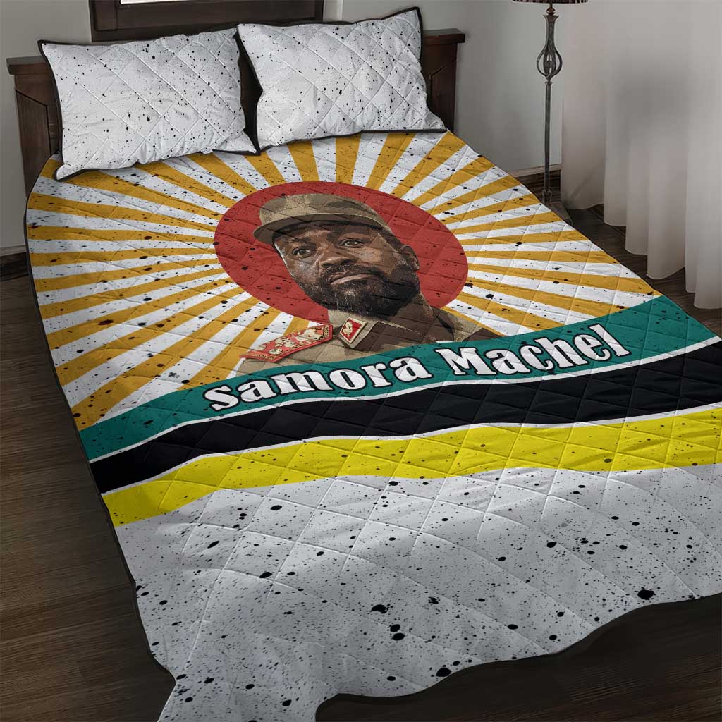 Samora Machel Quilt Bed Set Radiant Sunburst Bold Anti-Colonial Quote Mozambique Liberation - African Revolutionary Art - African Pride