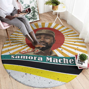 Samora Machel Round Carpet Radiant Sunburst Bold Anti-Colonial Quote Mozambique Liberation - African Revolutionary Art - African Pride