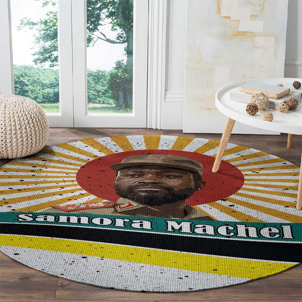 Samora Machel Round Carpet Radiant Sunburst Bold Anti-Colonial Quote Mozambique Liberation - African Revolutionary Art - African Pride