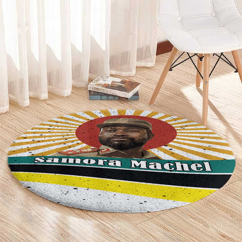 Samora Machel Round Carpet Radiant Sunburst Bold Anti-Colonial Quote Mozambique Liberation - African Revolutionary Art - African Pride