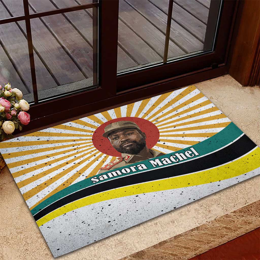 Samora Machel Rubber Doormat Radiant Sunburst Bold Anti-Colonial Quote Mozambique Liberation - African Revolutionary Art - African Pride