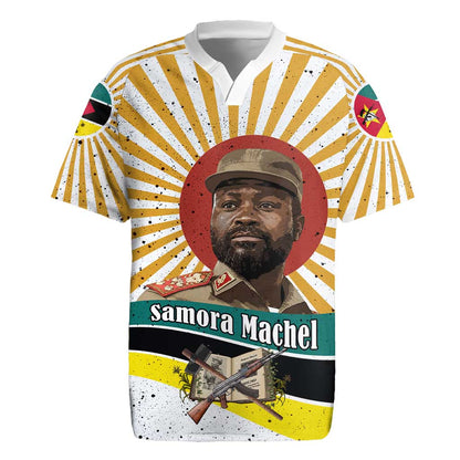 Samora Machel Rugby Jersey Radiant Sunburst Bold Anti-Colonial Quote Mozambique Liberation - African Revolutionary Art - African Pride